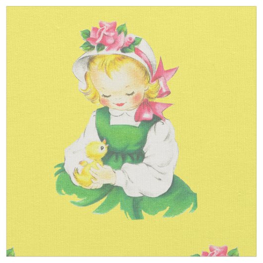 Pasen  Meisje Pasen en Pasen Chick 4.5" Stof (Close Up)