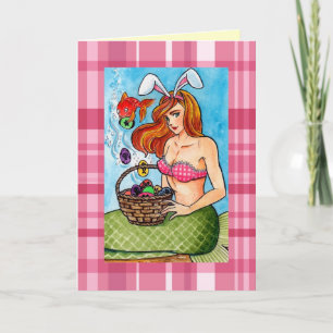 Pasen Mermad en haar kleine helper Feestdagen Kaart