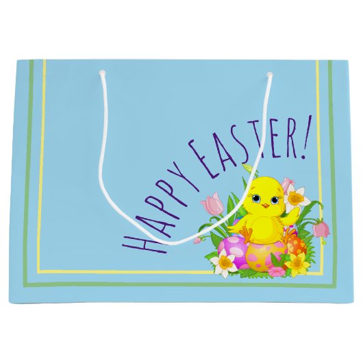 Pasen met bloemen groot cadeauzakje (Voorkant)