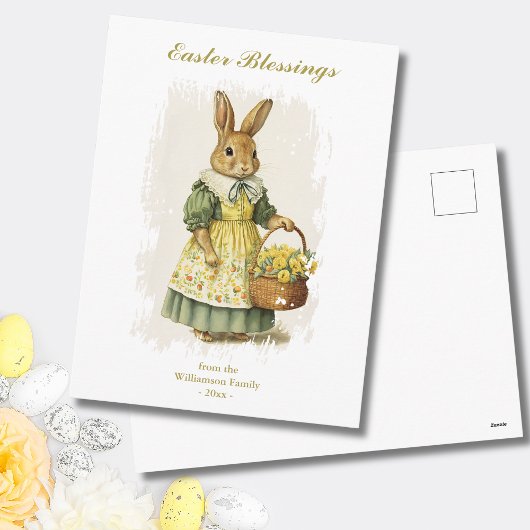 Pasen met  Bunny Rabbit aangepaste tekst Feestdagenkaart