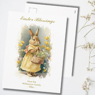 Pasen met  Bunny Rabbit aangepaste tekst Feestdagenkaart