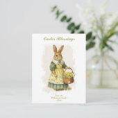 Pasen met Bunny Rabbit aangepaste tekst Feestdagenkaart (Staand voorkant)
