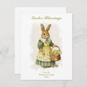 Pasen met Bunny Rabbit aangepaste tekst Feestdagenkaart (Voorkant / Achterkant)