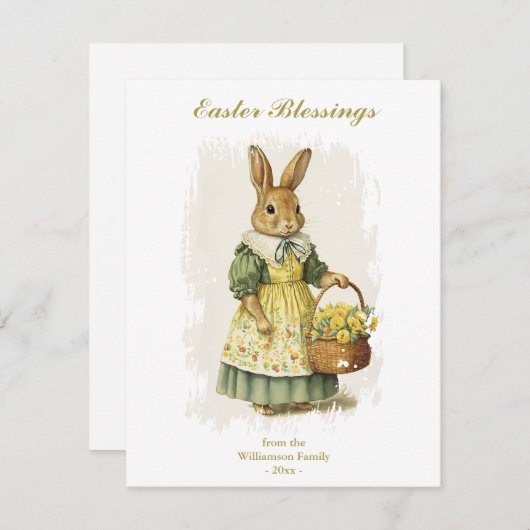 Pasen met Bunny Rabbit aangepaste tekst Feestdagenkaart (Voorkant / Achterkant)