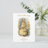Pasen met Bunny Rabbit aangepaste tekst Feestdagenkaart (Staand voorkant)