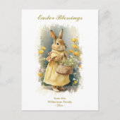Pasen met Bunny Rabbit aangepaste tekst Feestdagenkaart (Voorkant)