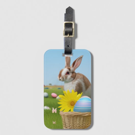 Pasen met Bunny voor een positieve stemming Bagagelabel (Voorkant (verticaal))