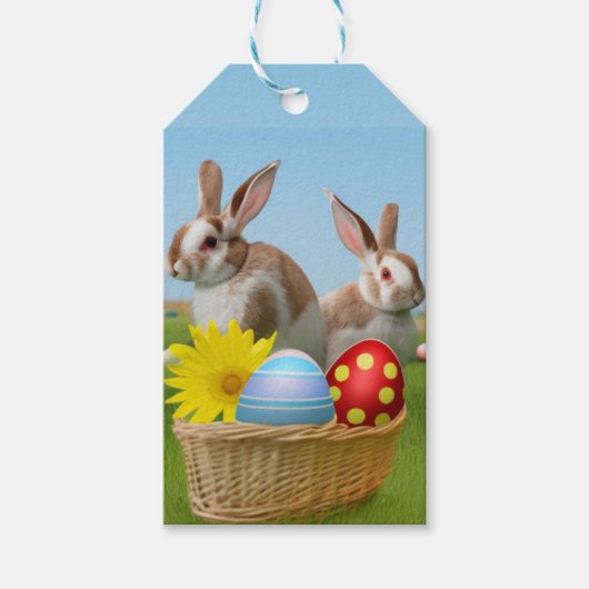 Pasen met Bunny voor een positieve stemming Cadeaulabel (Voorkant)
