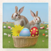 Pasen met Bunny voor een positieve stemming Glazen Onderzetter (Voorkant)