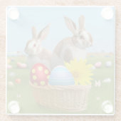Pasen met Bunny voor een positieve stemming Glazen Onderzetter (Achterkant)