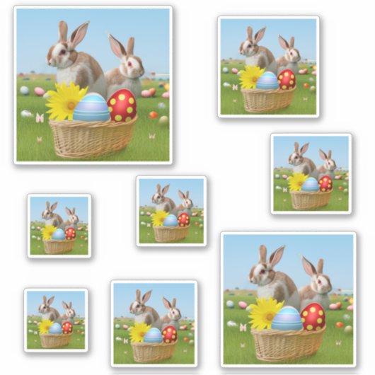 Pasen met Bunny voor een positieve stemming Sticker (Voorkant)