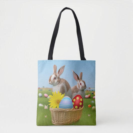 Pasen met Bunny voor een positieve stemming Tote Bag (Voorkant)