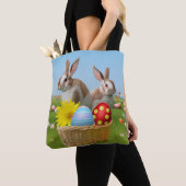 Pasen met Bunny voor een positieve stemming Tote Bag (Dichtbij)