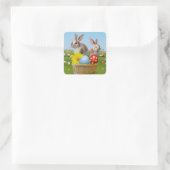 Pasen met Bunny voor een positieve stemming Vierkante Sticker (Tas)