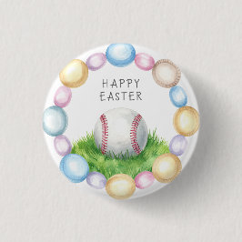 Pasen met honkbal thema ronde button 3,2 cm