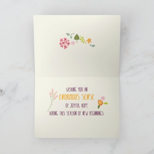 Pasen met hoop en vrolijke olifant en bloemen kaart (Binnen)