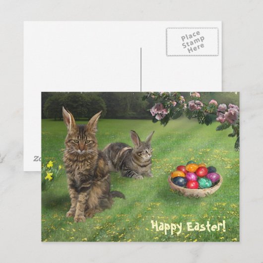 Pasen met kat-bundels;-) 😽 🐰 feestdagenkaart (Voorkant / Achterkant)