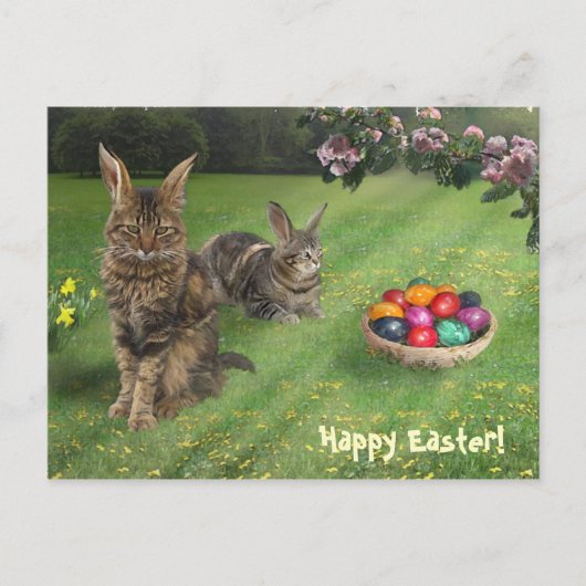 Pasen met kat-bundels;-) 😽 🐰 feestdagenkaart (Voorkant)