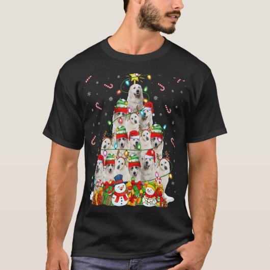 Pasen met kerstverlichting Grote Pyreneeën Hond Ke T-shirt (Voorkant)