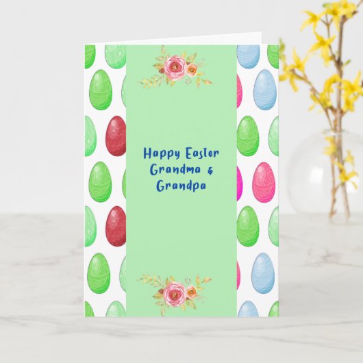 Pasen met kleurrijke eieren voor opa en opa kaart (Gele Bloem)