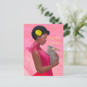 Pasen met konijn. Briefkaart (Staand voorkant)