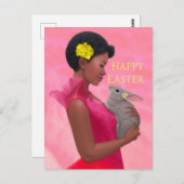 Pasen met konijn. Briefkaart (Voorkant / Achterkant)