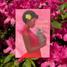 Pasen met konijn. Wenskaart