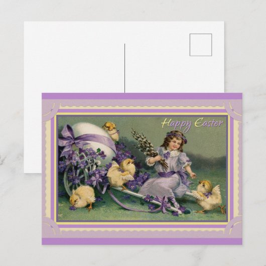 Pasen met  Paars Briefkaart (Voorkant / Achterkant)