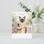 Pasen met Siamese Kat Feest Uitnodiging (Staand voorkant)