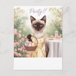 Pasen met Siamese Kat Feest Uitnodiging