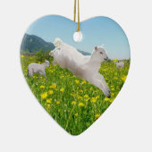 Pasen met Springende Lammetjes Keramisch Ornament (Rechts)