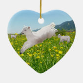 Pasen met Springende Lammetjes Keramisch Ornament (Achterkant)