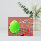 Pasen met tennis met tennisbal feestdagenkaart (Staand voorkant)