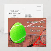 Pasen met tennis met tennisbal feestdagenkaart (Voorkant / Achterkant)