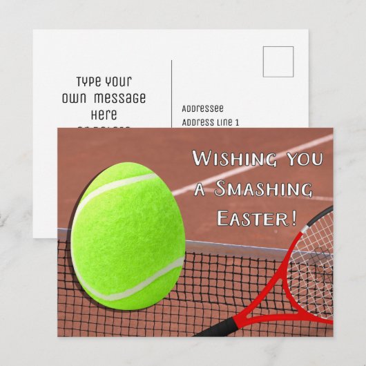 Pasen met tennis met tennisbal feestdagenkaart (Voorkant / Achterkant)
