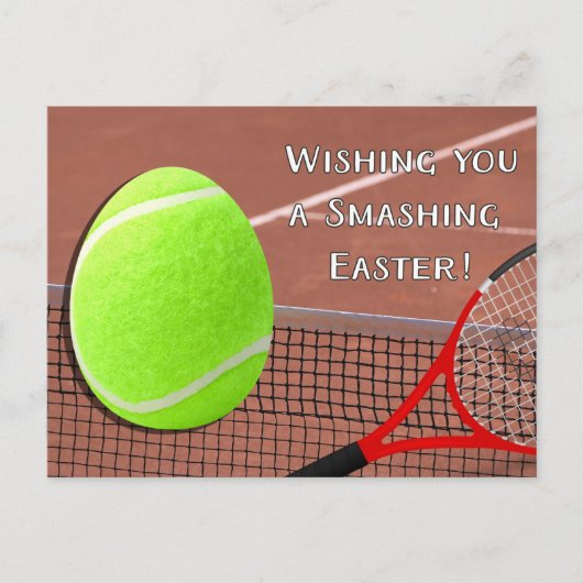 Pasen met tennis met tennisbal feestdagenkaart (Voorkant)