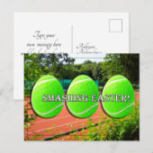 Pasen met tennis met tennisbal feestdagenkaart (Voorkant / Achterkant)