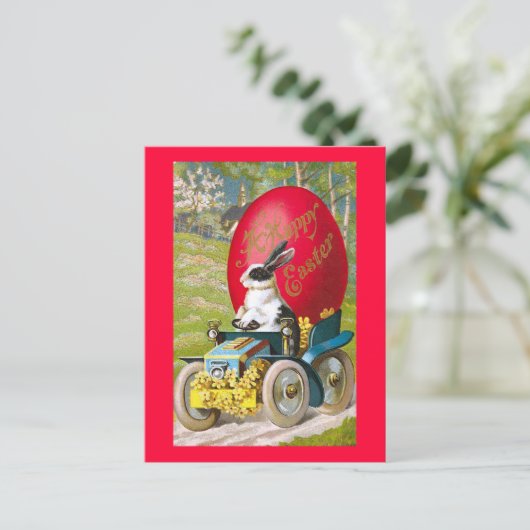 Pasen met Vintage bloemen Feestdagenkaart (Staand voorkant)