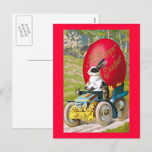 Pasen met Vintage bloemen Feestdagenkaart (Voorkant / Achterkant)