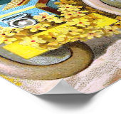 Pasen met Vintage bloemen Poster (Hoek)