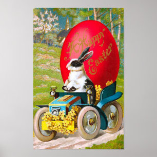Pasen met Vintage bloemen Poster