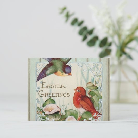 Pasen met  vogelgriep briefkaart (Staand voorkant)