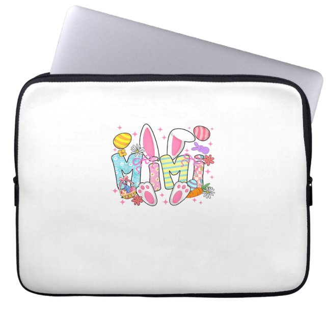 Pasen Mimi Konijn Oren Coquette Strik Pasen Konijn Laptop Sleeve (Voorkant)