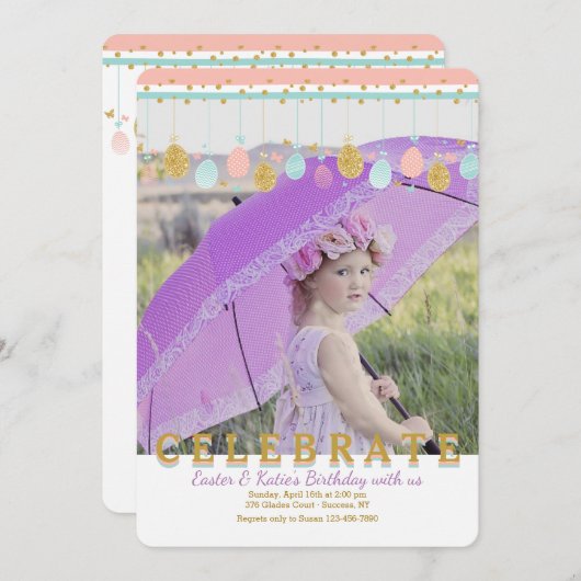 Pasen mobiele fotouitnodiging kaart (Voorkant / Achterkant)