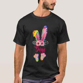 Pasen Moederdag Gigi Tie Dye Konijn Flora T-shirt
