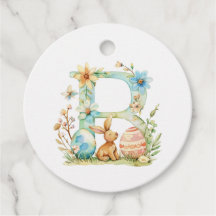 Pasen Monogram B (Naam aanpasbaar) Favor Tags
