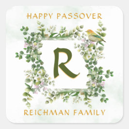 Pasen Monogram Seder Bloemsticker Vierkante Sticker