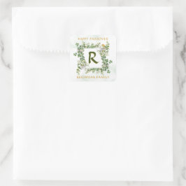 Pasen Monogram Seder Bloemsticker Vierkante Sticker