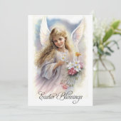 Pasen. Mooie kleine engel-religie Feestdagenkaart (Staand voorkant)