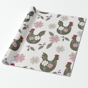 Pasen naadloos patroon met kip. cadeaupapier